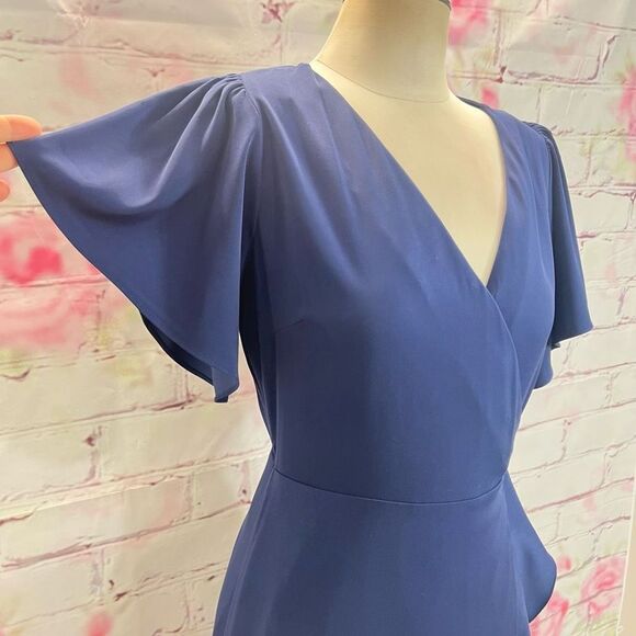 Chelsea28 navy true wrap flutter dress - Picture 4 of 11